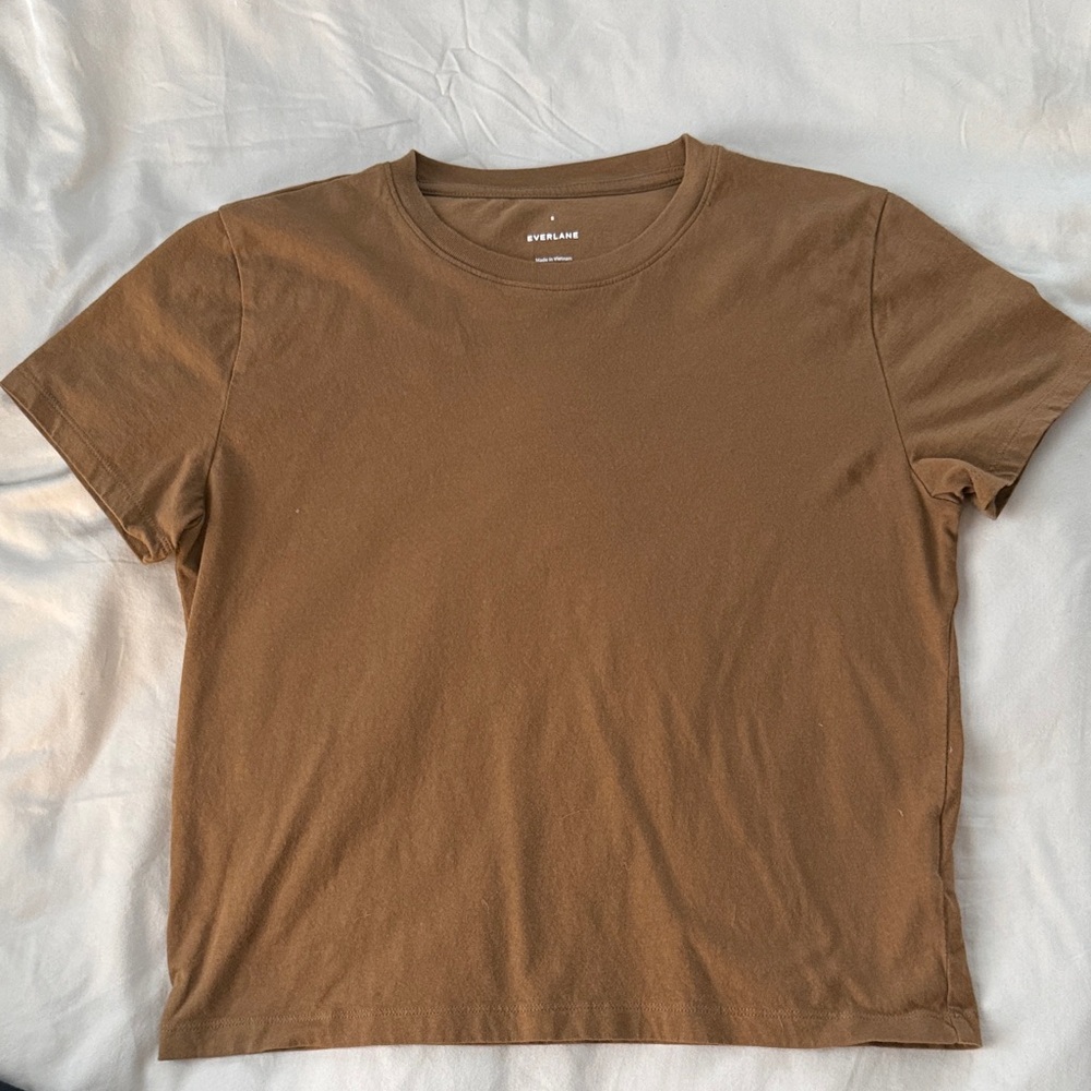 Everlane Brown Box Cut Short-Sleeve Crewneck T-Shirt